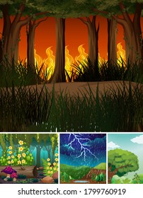 Set of nature scene illustration