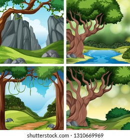 Ilustración de escenas de naturaleza