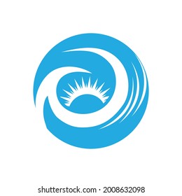 set of nature sea Water wave and sun icon vector illustration design logo - Vector