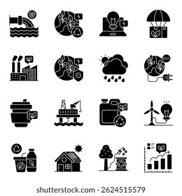 Set Of Nature Solid  Icons