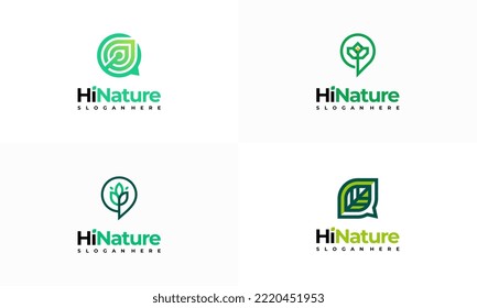 Set of Nature Talk Logo Template Design. Hello Nature logo designs concept vector