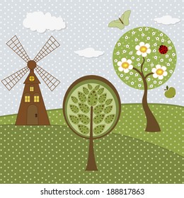 Set of nature textile stickers