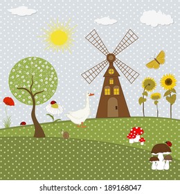 Set of nature textile stickers