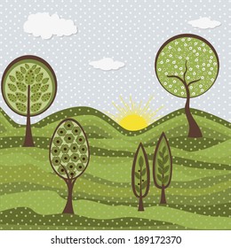 Set of nature textile stickers