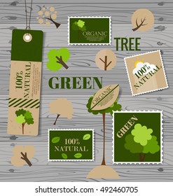 Conjunto de etiquetas y etiquetas con temas de naturaleza. Ilustración vectorial.