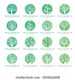 conjunto de vectores de diseño de logotipo de árbol de naturaleza