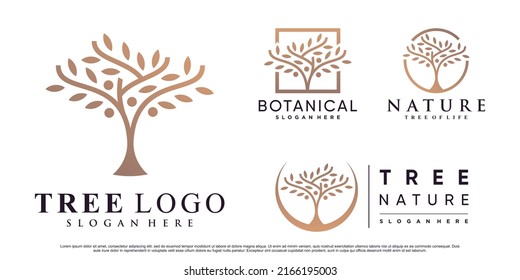 Set of nature tree logo design vector illustration with creative element Premium Vector svg