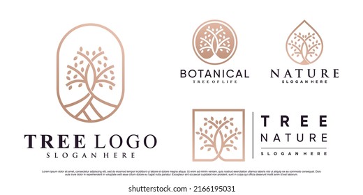 Set Set mit Naturbaum-Logo-Design Vektorgrafik mit kreativem Element Premium Vector