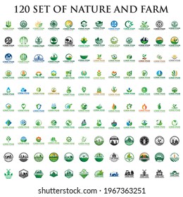 conjunto de vectores de naturaleza , conjunto de logotipo de la granja