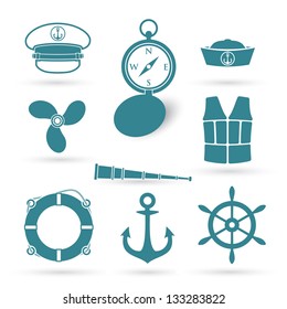 Set of nautic symbols - vector illustration