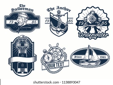 set of nautical badge design