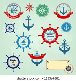 Set of nautical badges and labels logo