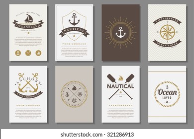 Set of  nautical brochures in vintage style .Vector eps10