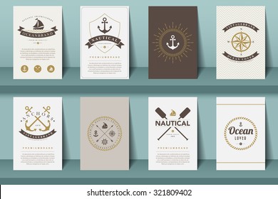 Set of  nautical brochures in vintage style .Vector eps10