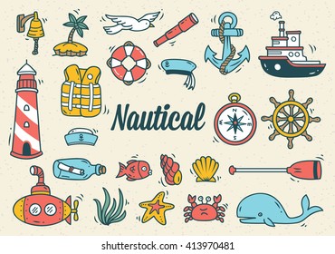 Set of nautical doodle