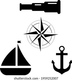 Set of nautical elements. vector cricut.