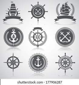 Set of nautical emblems, labels and designed elements, ???5