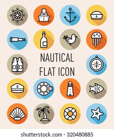 set of nautical flat icon