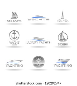 Set of  nautical  icons. Yachts and sailboats. Vol 1.