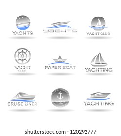 Set of  nautical  icons. Yachts and sailboats. Vol 2.