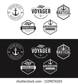 Set Of Nautical Logo Badges And Labels Cliparts, Vectors, And Stock Illustration . Vintage Nautical Logo