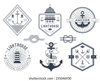 Set of nautical logos, badges and labels