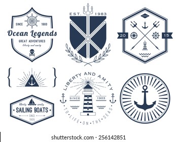 Set of nautical logos, badges and labels