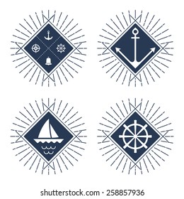 Set of nautical logos, badges and labels 