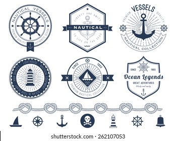 Set of nautical logos, badges and labels 