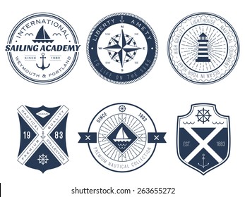 Set of nautical logos, badges and labels 