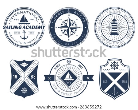 Set of nautical logos, badges and labels 