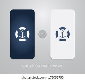 Set of nautical, marine covers cases for mobiles, smartphones. Sail, navigation, anchor. Retro, vintage, hipster style. Clean and modern