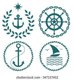 Set of nautical and marine emblems with anchor logo