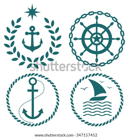 Set of nautical and marine emblems with anchor logo