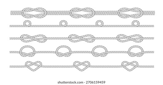 Conjunto de Ilustración vectorial de cuerda náutica