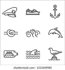 Set of nautical sea ocean sailing icons. 