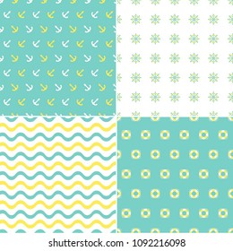 Set of nautical seamless pattern