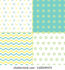 Set of nautical seamless patterns
