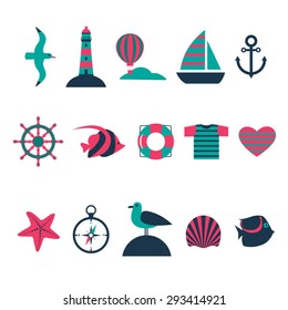 Set Of Nautical Vector Icons 