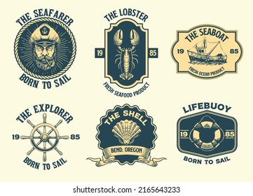Set of Nautical Vintage Badge