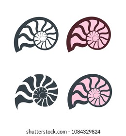 Set of nautilus shells icons. Vector illustration.