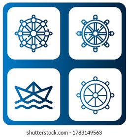 Set of navigate icons. Such as Helm, Paper ship , navigate icons