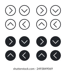 Set of navigation buttons for a user interface. UI digital illustration. Simple vector direction icons in flat style