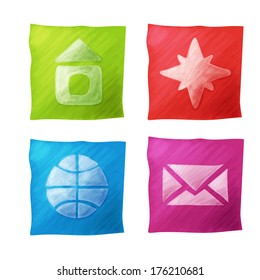 Set of navigation colors icons hand drawing