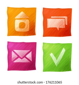 Set of navigation colors icons hand drawing