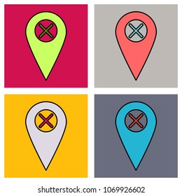 Set of Navigation geolocation icon. vector illustration in flat design on background