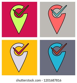 Set of Navigation geolocation icon. vector illustration in flat design on background