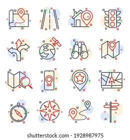 Set of Navigation icon. location, GPS elements pack symbol template for graphic and web design collection logo vector illustration