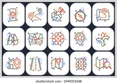 Set of Navigation icon. location, GPS elements pack symbol template for graphic and web design collection logo vector illustration