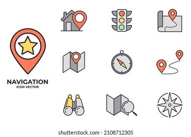 Set of Navigation icon. location, GPS elements pack symbol template for graphic and web design collection logo vector illustration